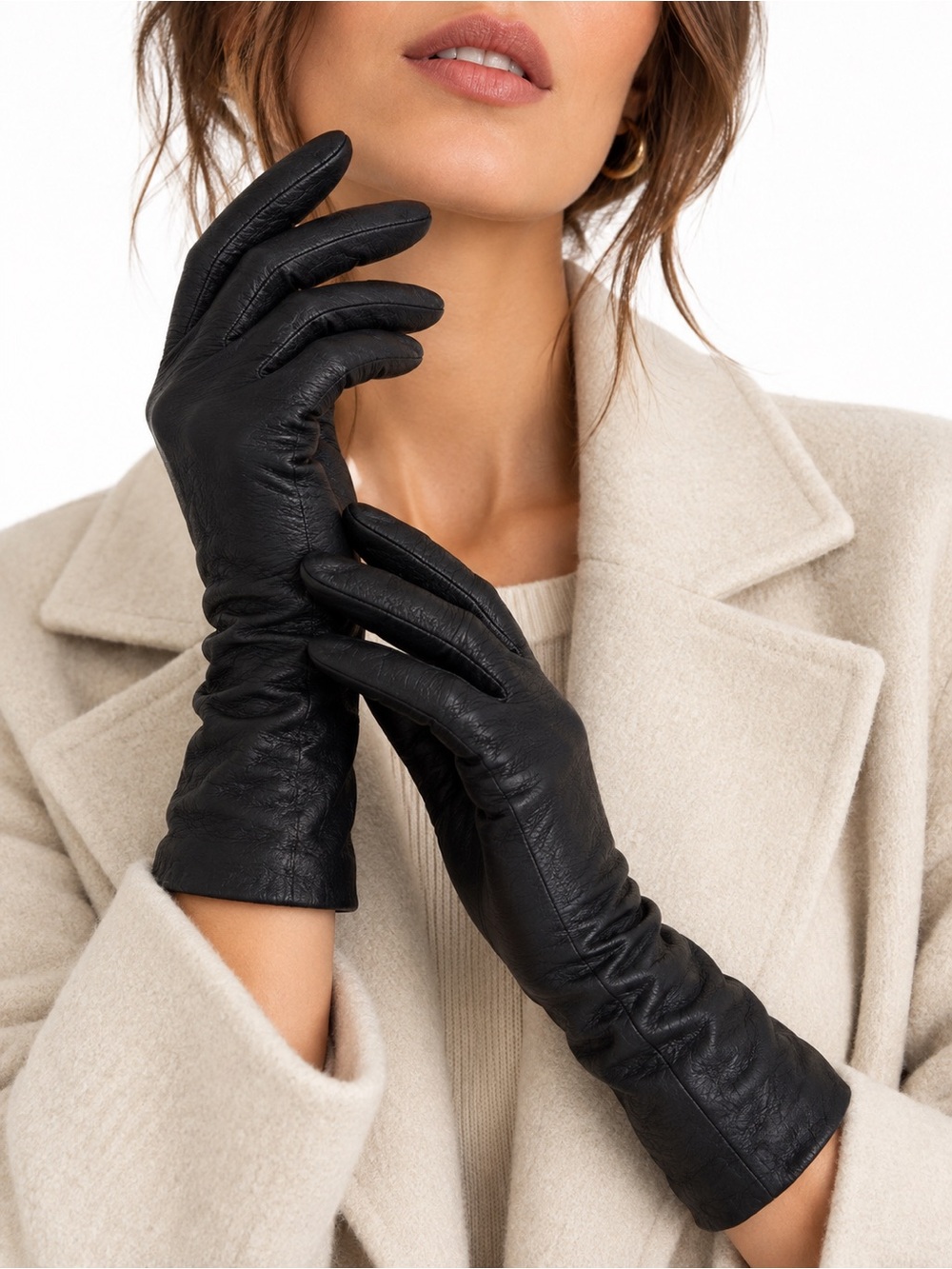 Aris Vintage leather gloves black cashmere lined genuine retro warm winter work
